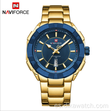 NAVIFORCE 9176 reloj de cuarzo con banda de acero resistente al agua con personalidad de moda para hombre